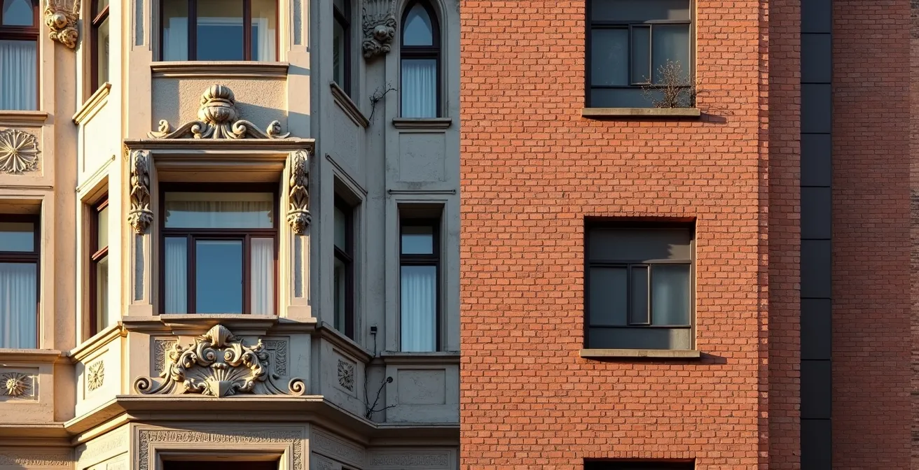 Contraste architectural entre immobilier parisien et régional