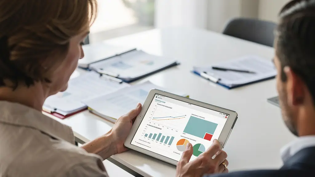 Propriétaire consultant des estimations de travaux avec un agent immobilier avant décision de revente