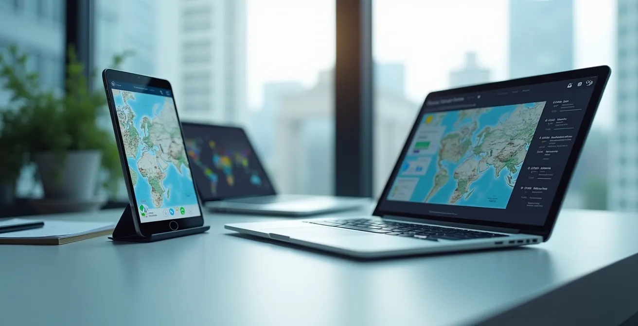 Écrans multiples montrant différentes vérifications d'une annonce immobilière